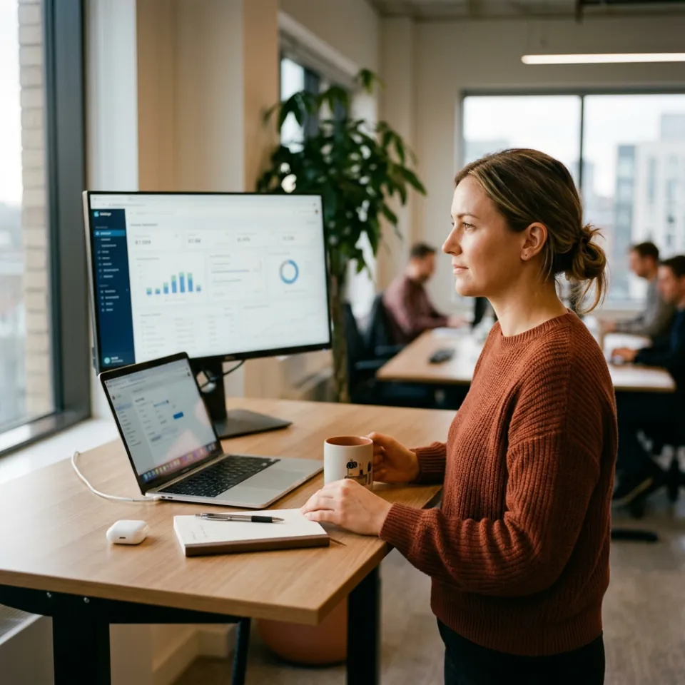 Operations manager reviewing automated workflow dashboard